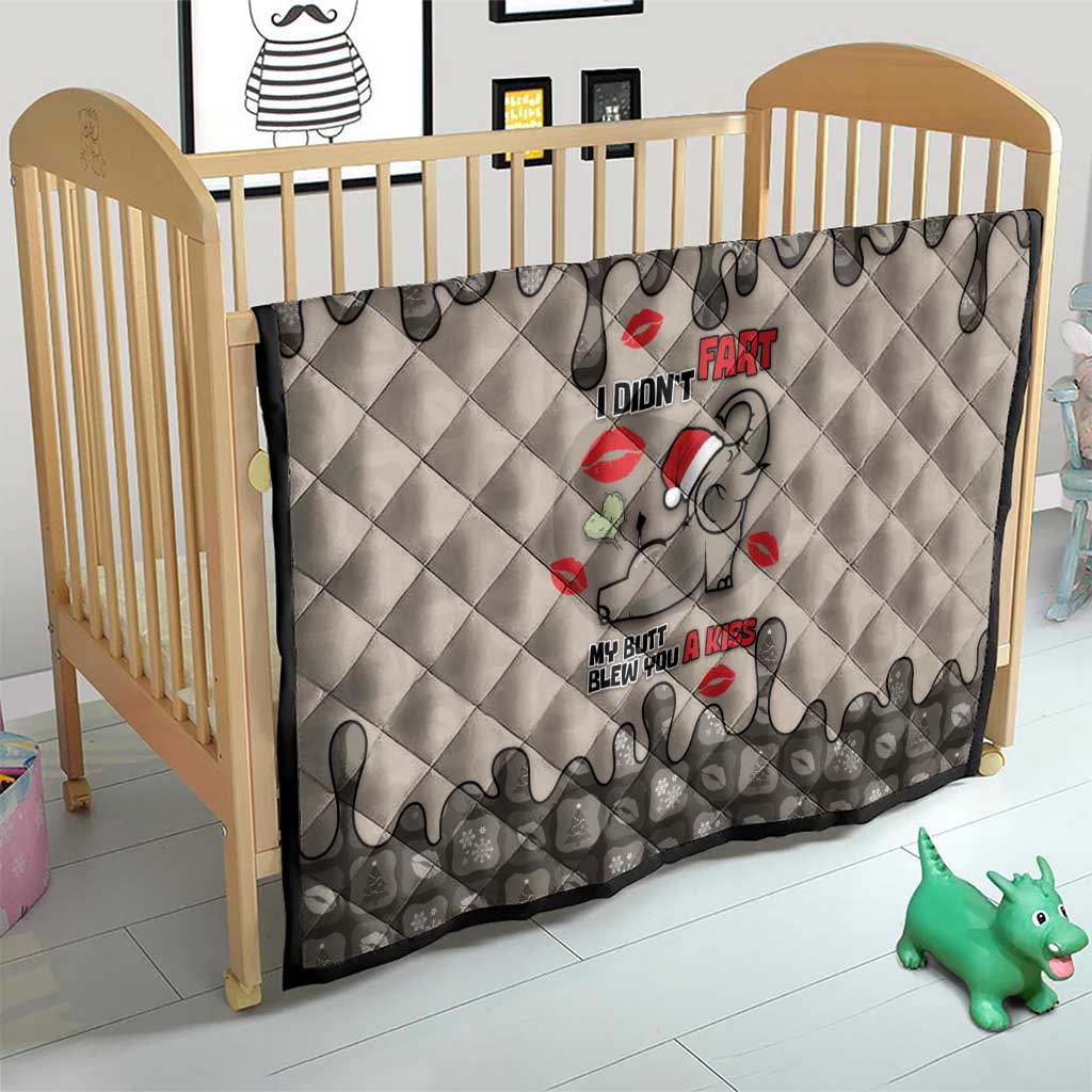 Elephant Christmas Quilt I Did Not Fart My Butt Blew You A Kiss - Wonder Print Shop