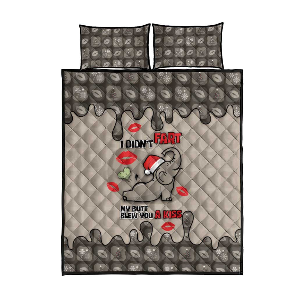 Elephant Christmas Quilt Bed Set I Did Not Fart My Butt Blew You A Kiss - Wonder Print Shop