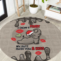 Elephant Christmas Round Carpet I Did Not Fart My Butt Blew You A Kiss - Wonder Print Shop