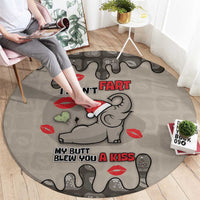 Elephant Christmas Round Carpet I Did Not Fart My Butt Blew You A Kiss - Wonder Print Shop