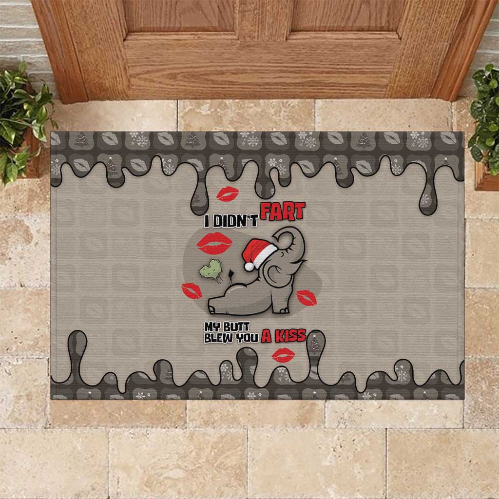 Elephant Christmas Rubber Doormat I Did Not Fart My Butt Blew You A Kiss - Wonder Print Shop