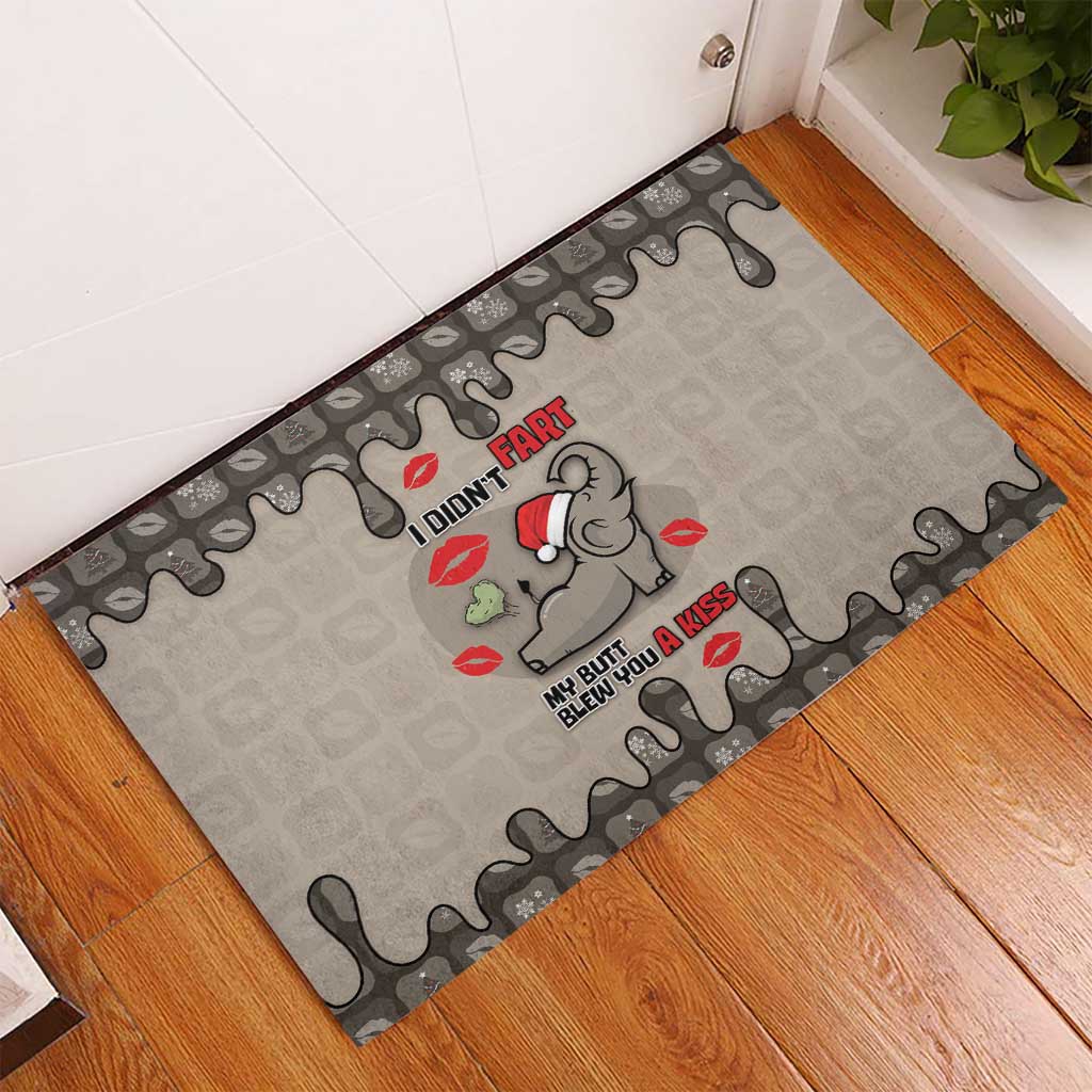 Elephant Christmas Rubber Doormat I Did Not Fart My Butt Blew You A Kiss - Wonder Print Shop