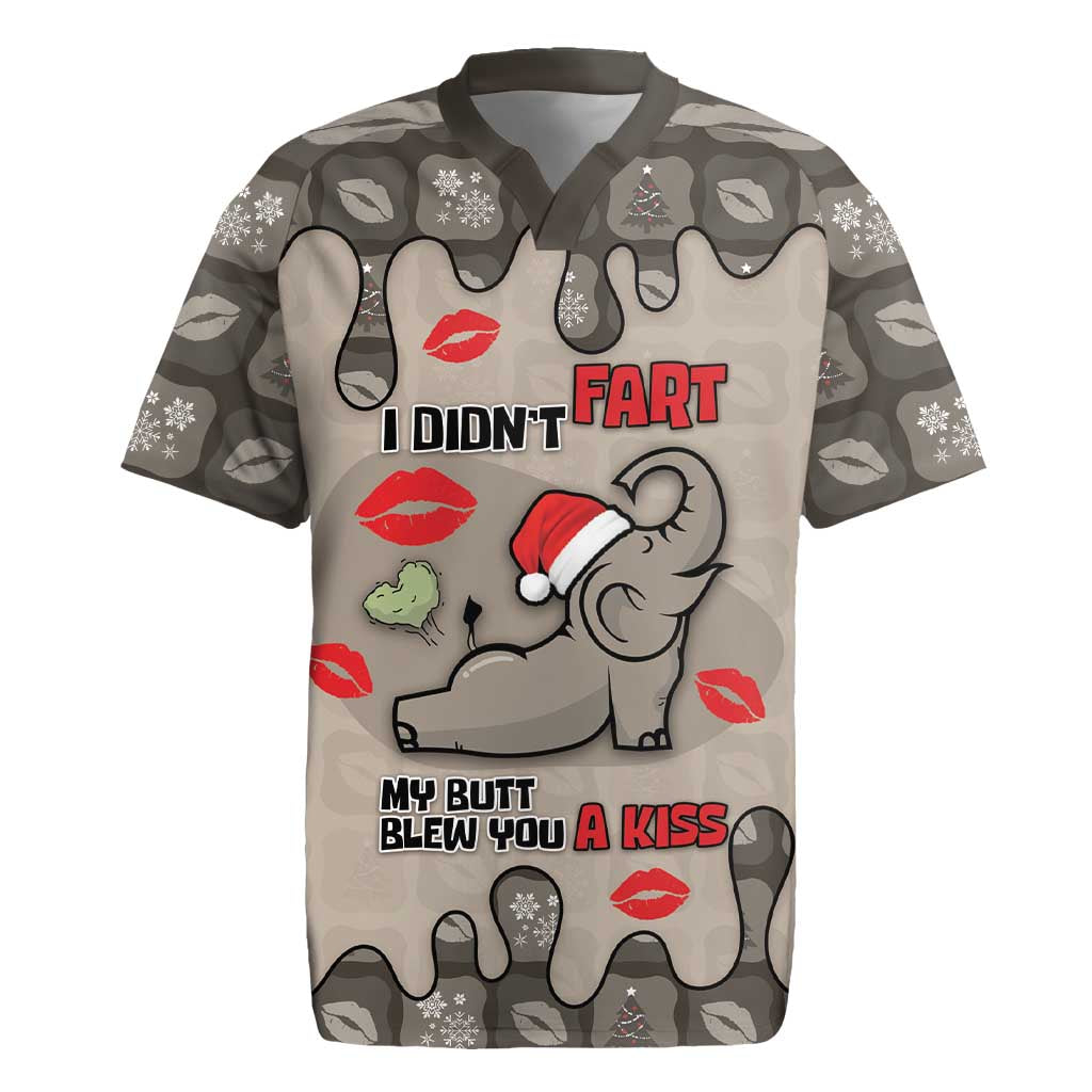 Elephant Christmas Rugby Jersey I Did Not Fart My Butt Blew You A Kiss - Wonder Print Shop