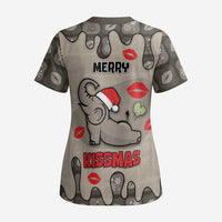 Elephant Christmas Scrub Top I Did Not Fart My Butt Blew You A Kiss - Wonder Print Shop