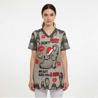 Elephant Christmas Scrub Top I Did Not Fart My Butt Blew You A Kiss - Wonder Print Shop