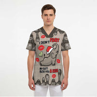 Elephant Christmas Scrub Top I Did Not Fart My Butt Blew You A Kiss - Wonder Print Shop