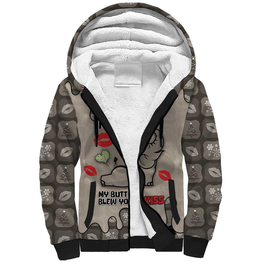 Elephant Christmas Sherpa Hoodie I Did Not Fart My Butt Blew You A Kiss - Wonder Print Shop