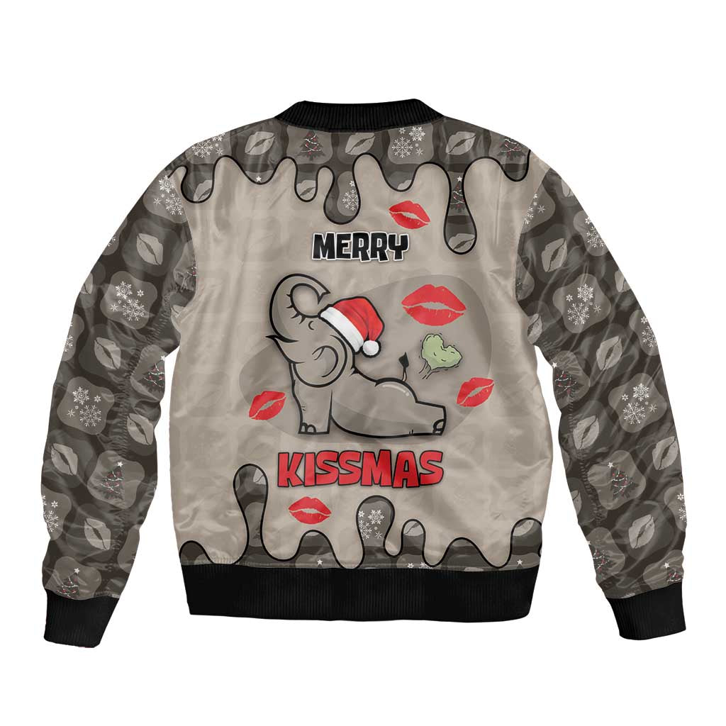 Elephant Christmas Sleeve Zip Bomber Jacket I Did Not Fart My Butt Blew You A Kiss - Wonder Print Shop
