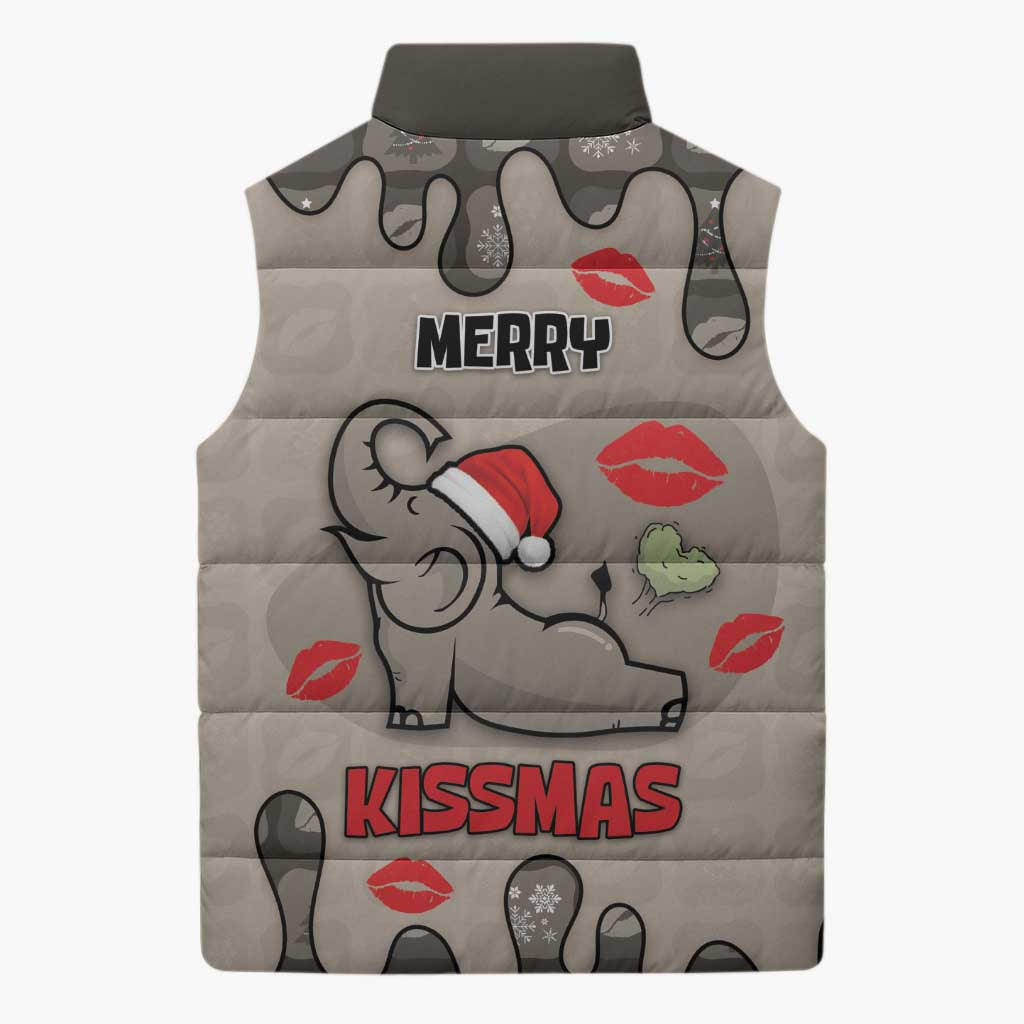 Elephant Christmas Sleeveless Puffer Jacket I Did Not Fart My Butt Blew You A Kiss - Wonder Print Shop