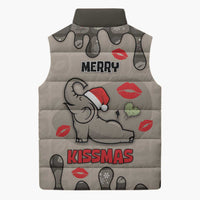 Elephant Christmas Sleeveless Puffer Jacket I Did Not Fart My Butt Blew You A Kiss - Wonder Print Shop