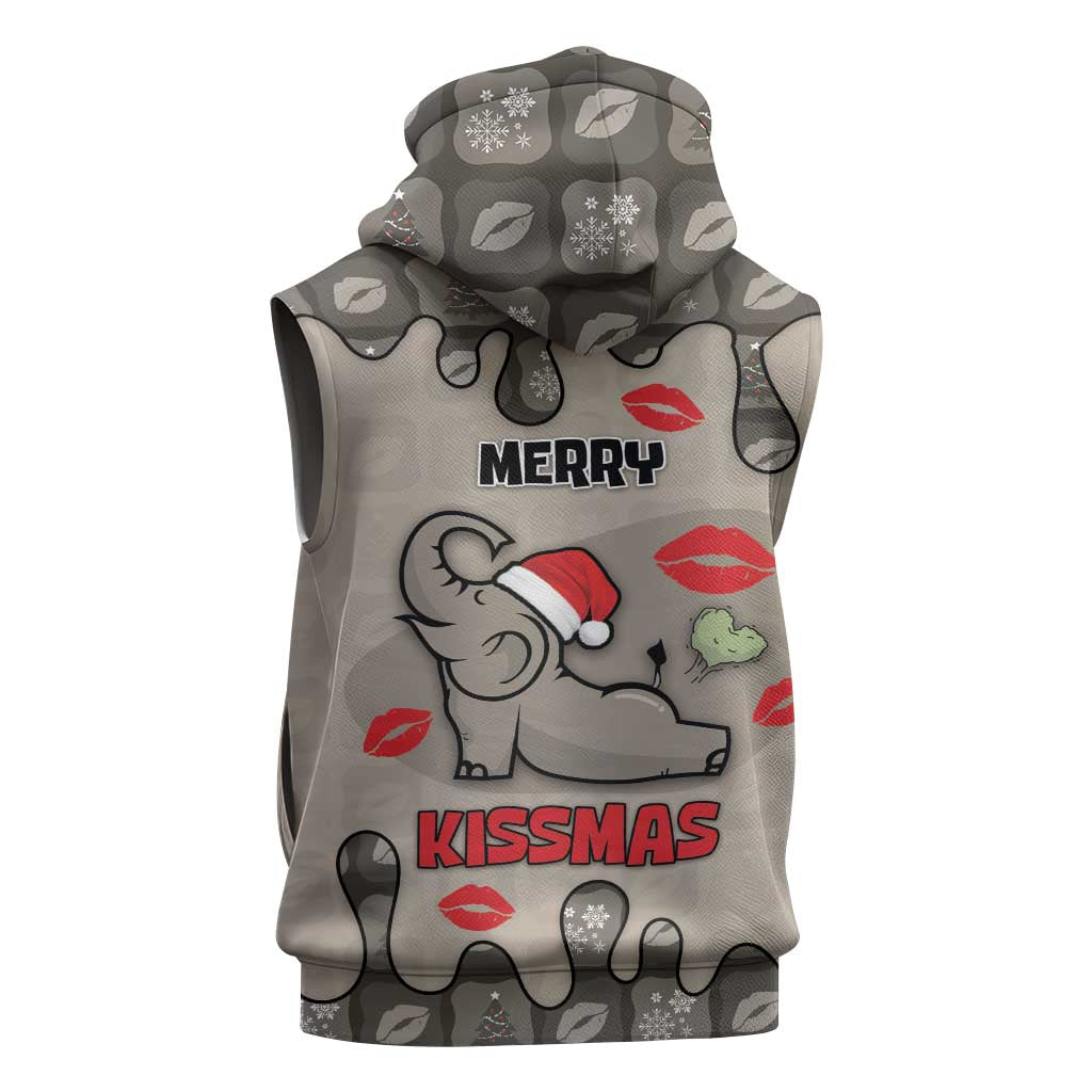 Elephant Christmas Sleeveless Zip Hoodie I Did Not Fart My Butt Blew You A Kiss - Wonder Print Shop