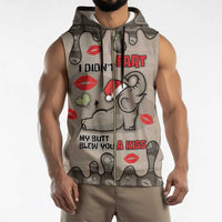 Elephant Christmas Sleeveless Zip Hoodie I Did Not Fart My Butt Blew You A Kiss - Wonder Print Shop