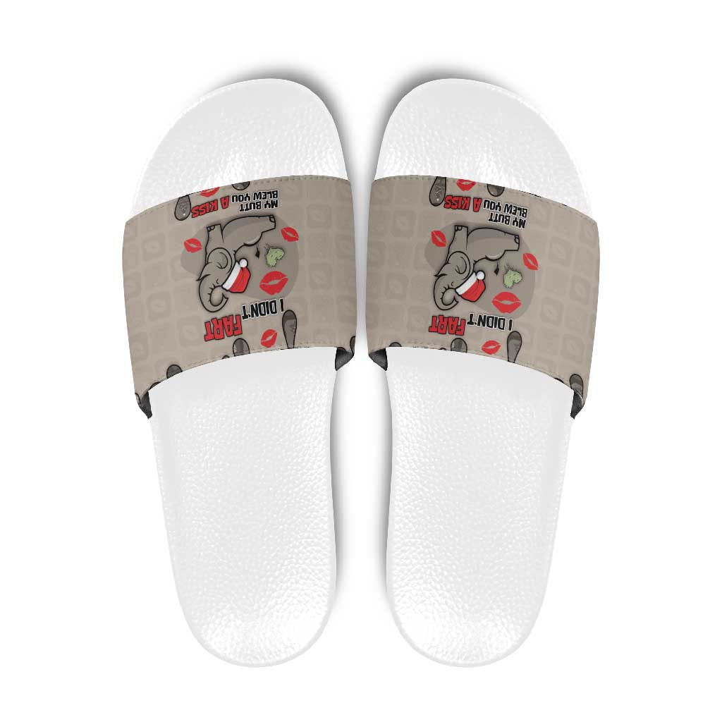 Elephant Christmas Slide Sandals I Did Not Fart My Butt Blew You A Kiss - Wonder Print Shop