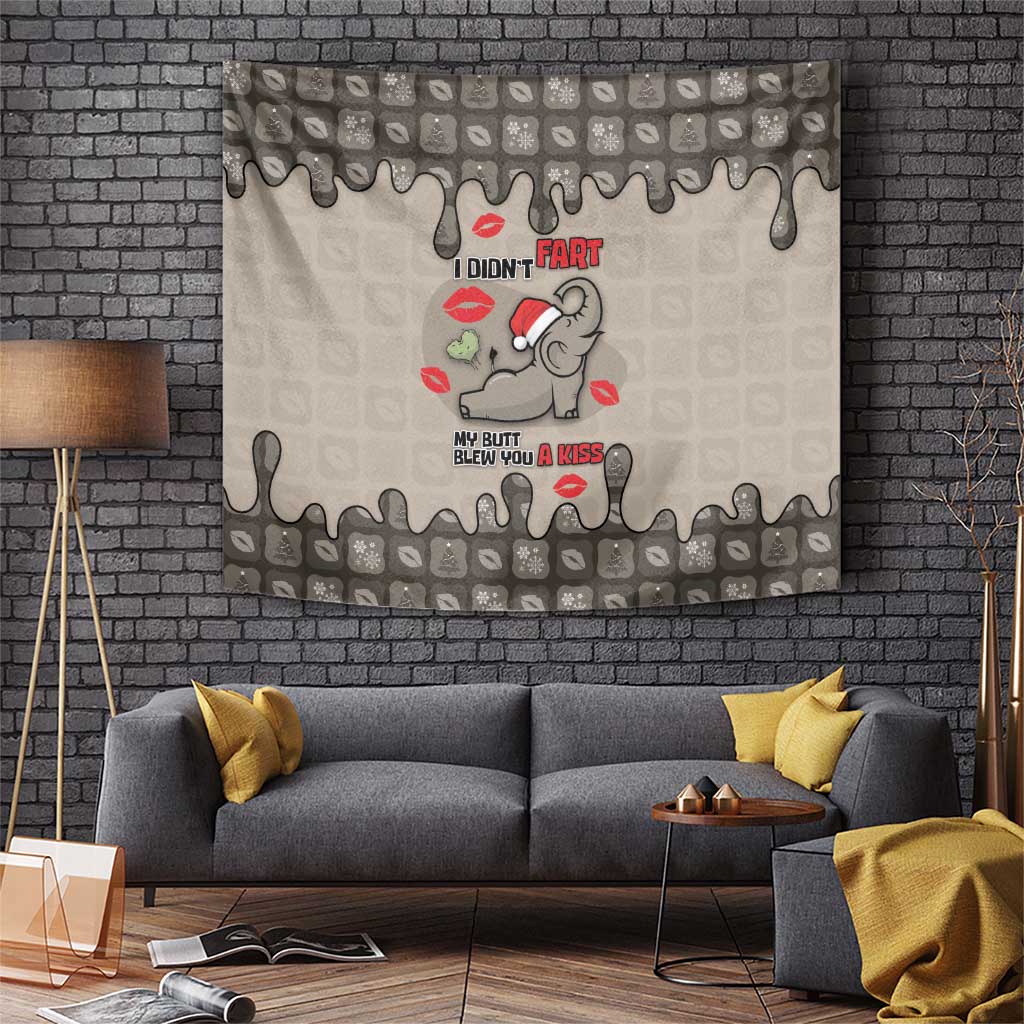 Elephant Christmas Tapestry I Did Not Fart My Butt Blew You A Kiss - Wonder Print Shop