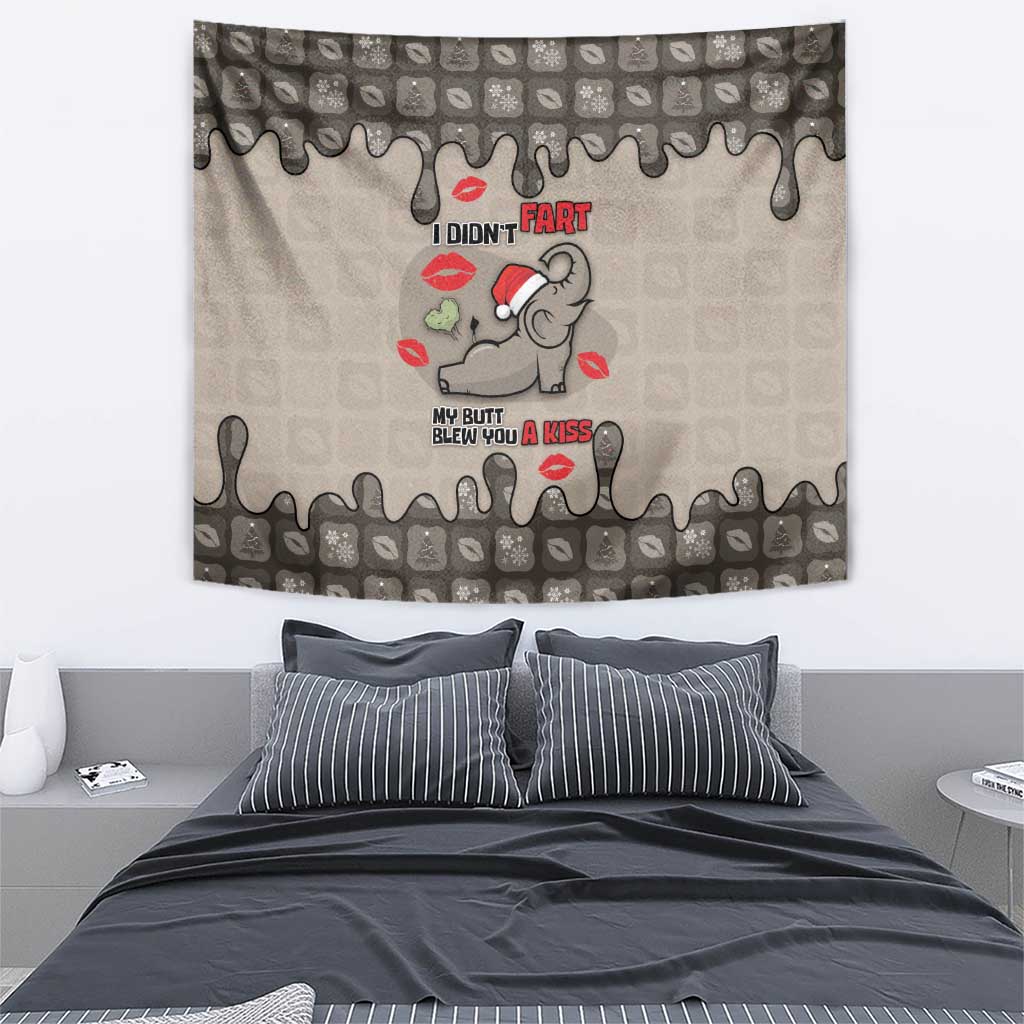 Elephant Christmas Tapestry I Did Not Fart My Butt Blew You A Kiss - Wonder Print Shop