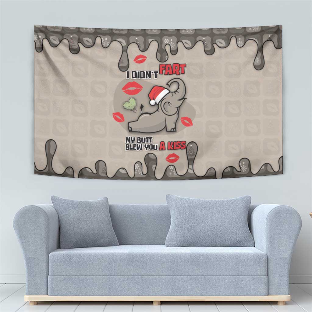 Elephant Christmas Tapestry I Did Not Fart My Butt Blew You A Kiss - Wonder Print Shop