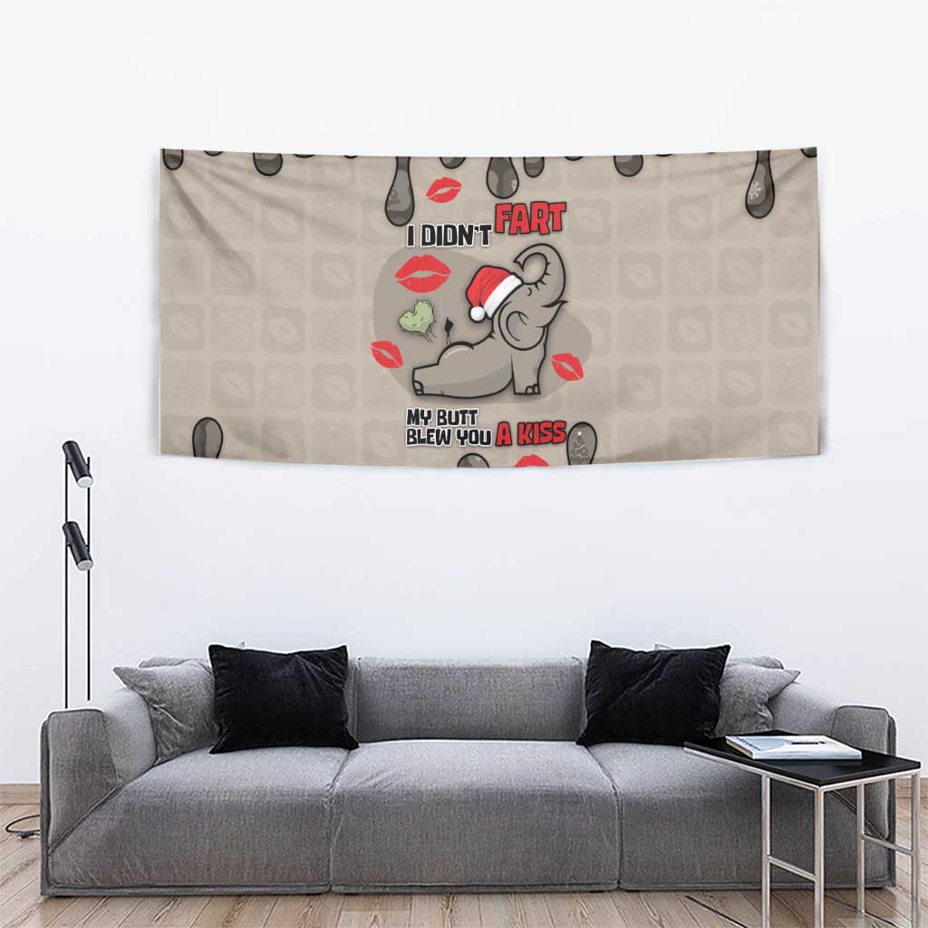 Elephant Christmas Tapestry I Did Not Fart My Butt Blew You A Kiss - Wonder Print Shop