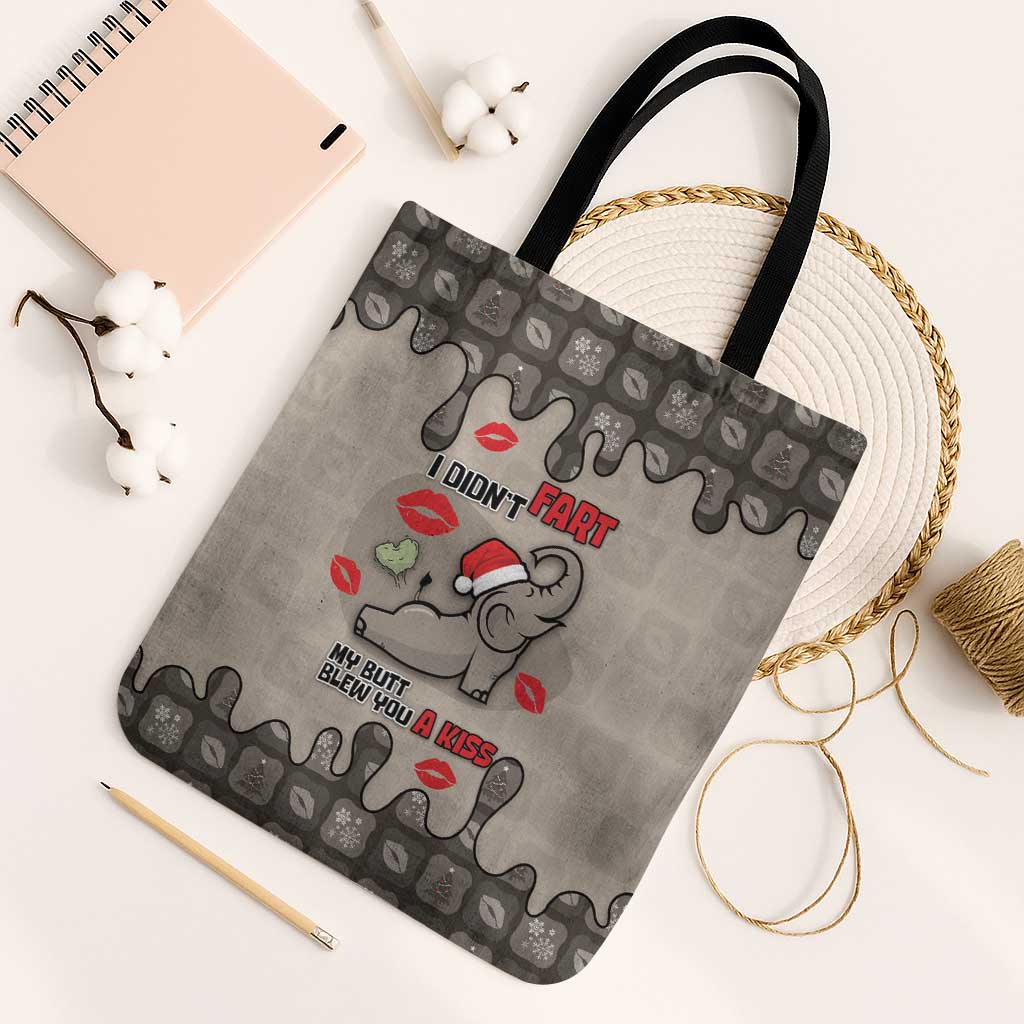 Elephant Christmas Tote Bag I Did Not Fart My Butt Blew You A Kiss - Wonder Print Shop