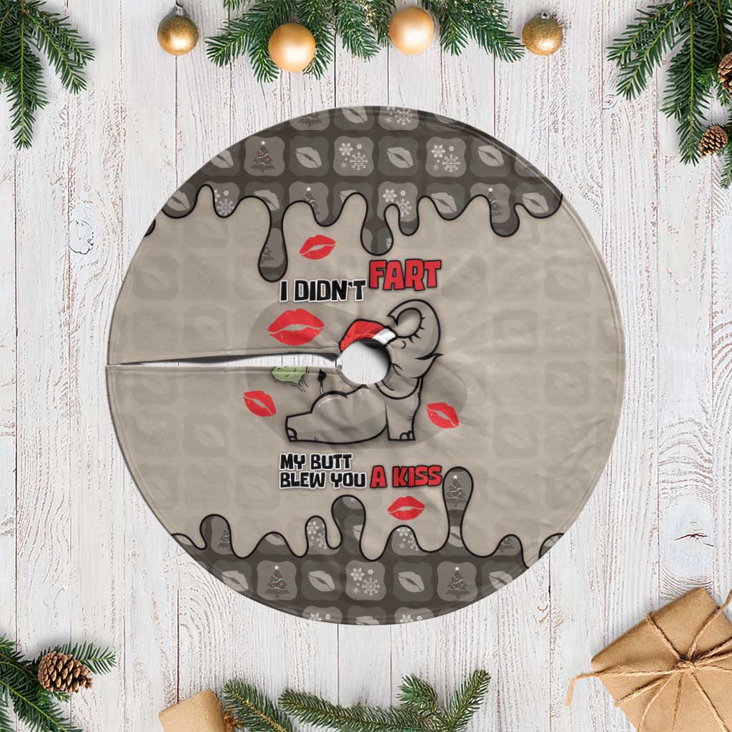 Elephant Christmas Tree Skirt I Did Not Fart My Butt Blew You A Kiss - Wonder Print Shop