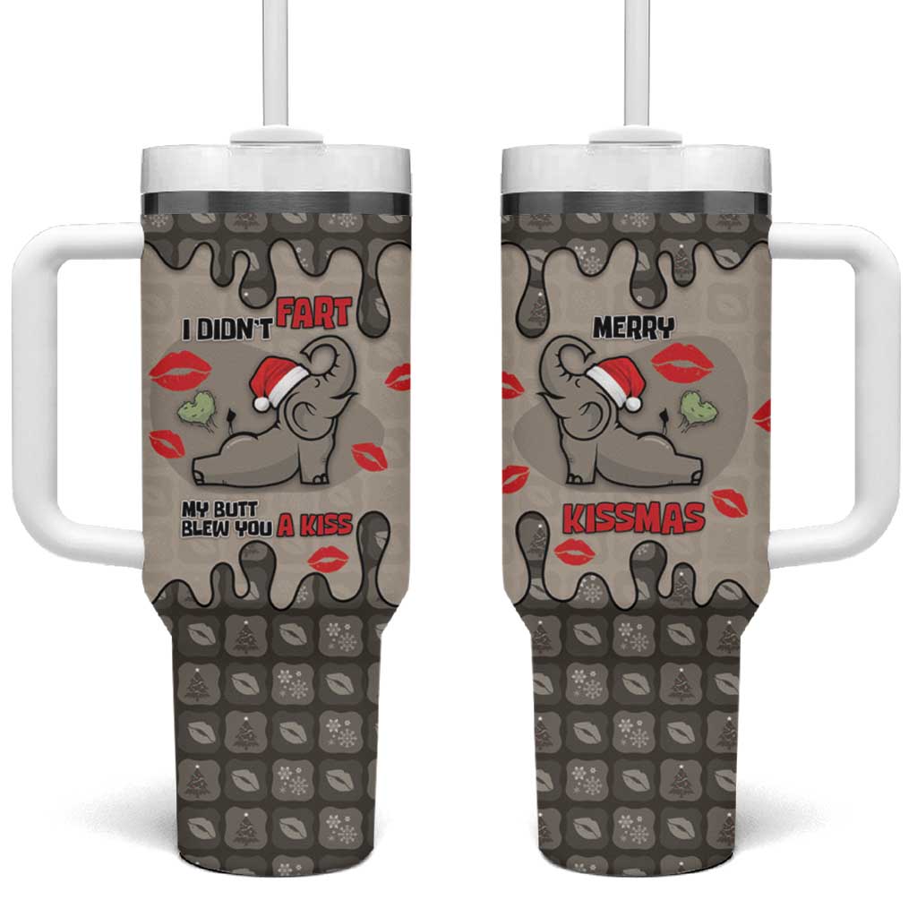 Elephant Christmas Tumbler With Handle I Did Not Fart My Butt Blew You A Kiss - Wonder Print Shop
