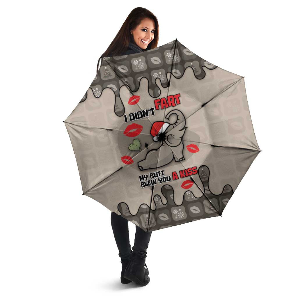 Elephant Christmas Umbrella I Did Not Fart My Butt Blew You A Kiss - Wonder Print Shop