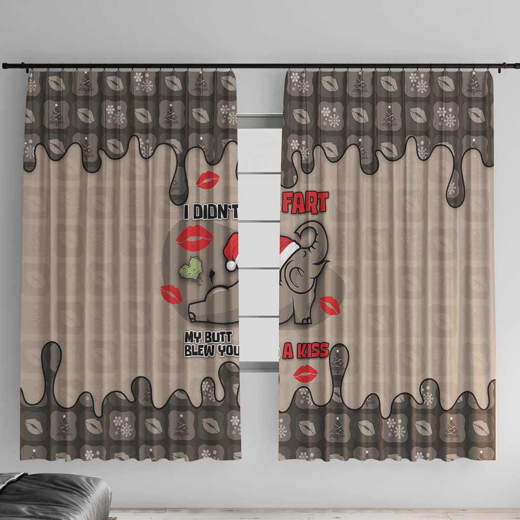 Elephant Christmas Window Curtain I Did Not Fart My Butt Blew You A Kiss - Wonder Print Shop