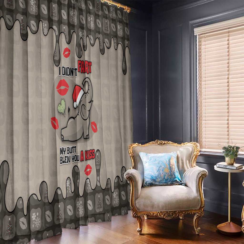 Elephant Christmas Window Curtain I Did Not Fart My Butt Blew You A Kiss - Wonder Print Shop