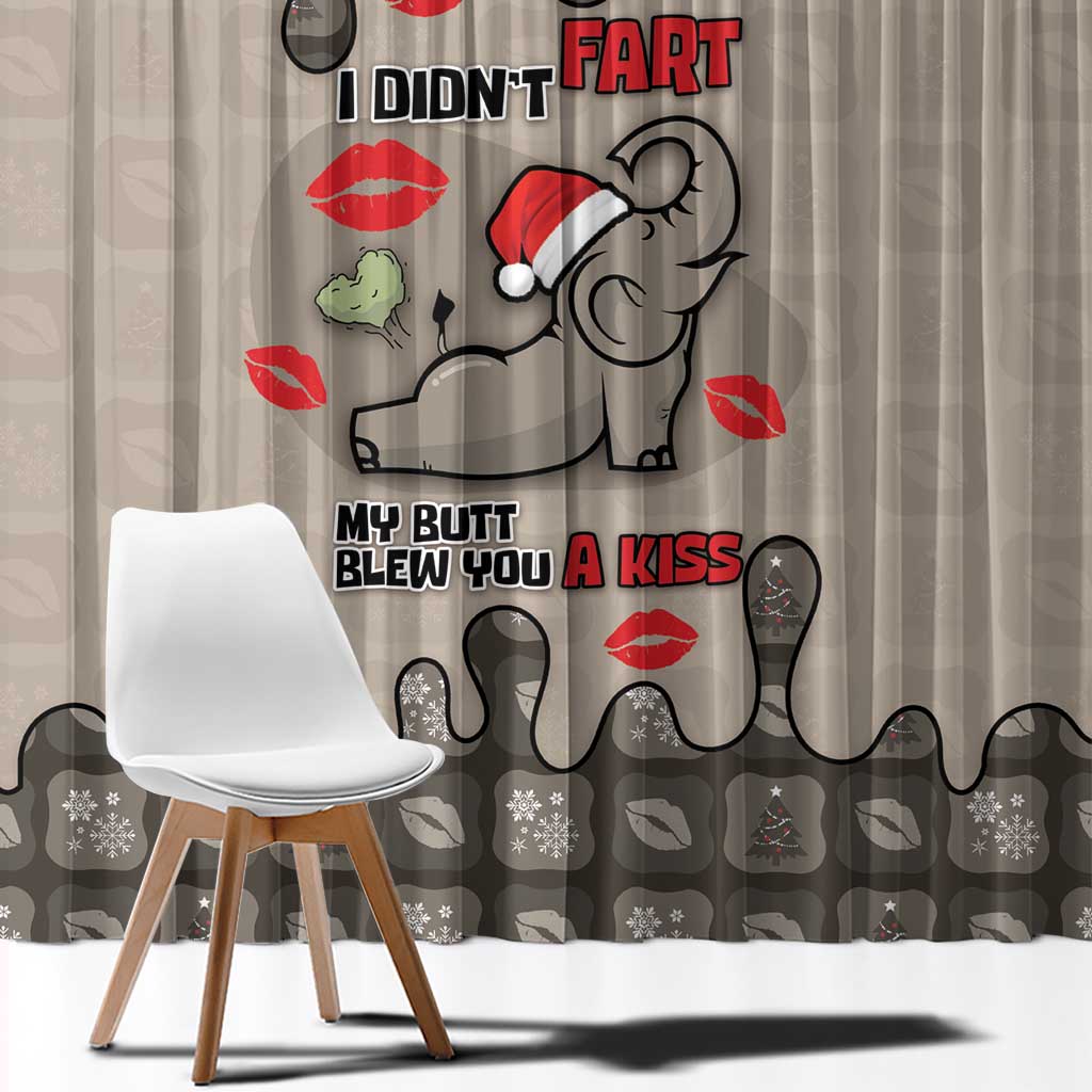 Elephant Christmas Window Curtain I Did Not Fart My Butt Blew You A Kiss - Wonder Print Shop