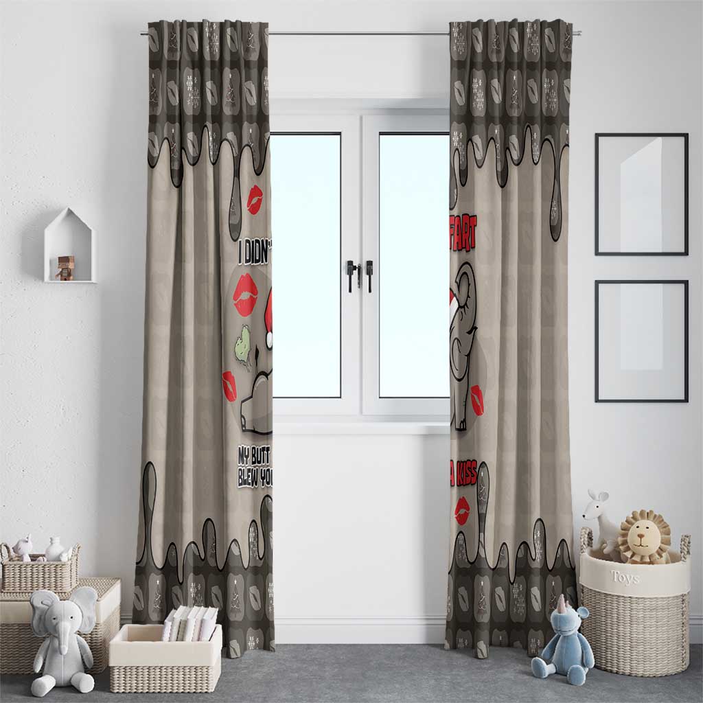 Elephant Christmas Window Curtain I Did Not Fart My Butt Blew You A Kiss - Wonder Print Shop