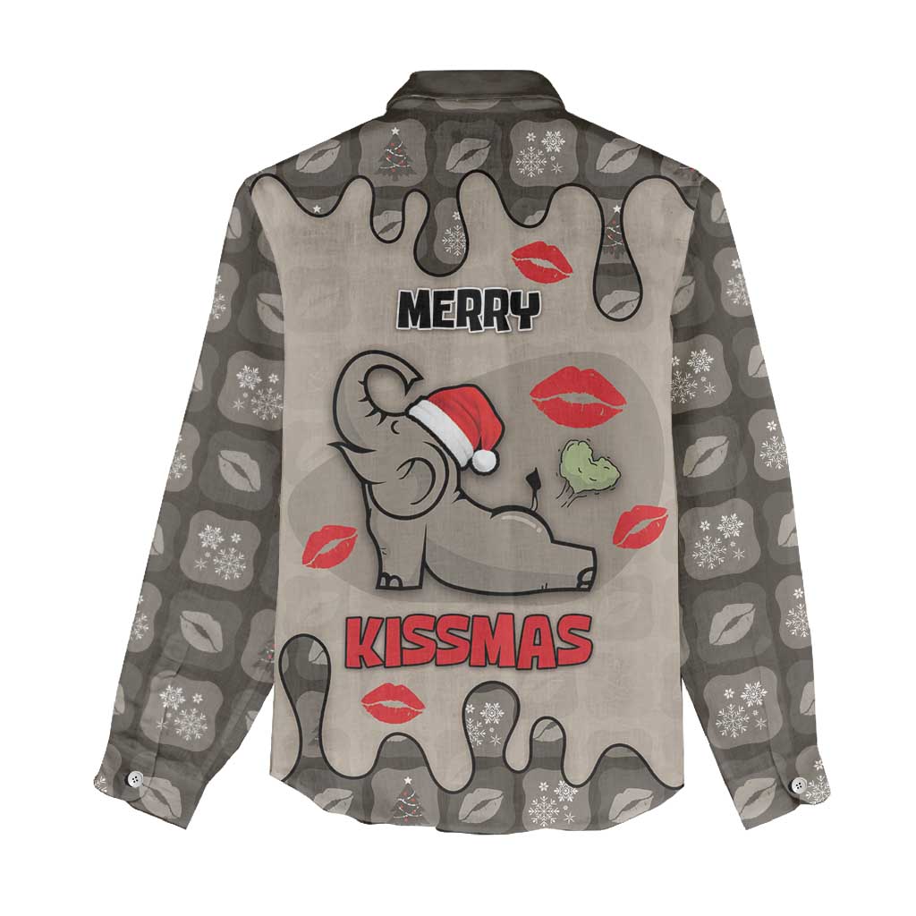 Elephant Christmas Women Casual Shirt I Did Not Fart My Butt Blew You A Kiss - Wonder Print Shop