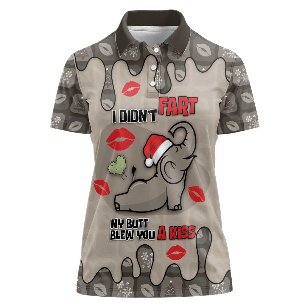 Elephant Christmas Women Polo Shirt I Did Not Fart My Butt Blew You A Kiss - Wonder Print Shop
