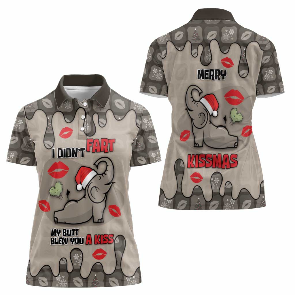 Elephant Christmas Women Polo Shirt I Did Not Fart My Butt Blew You A Kiss - Wonder Print Shop