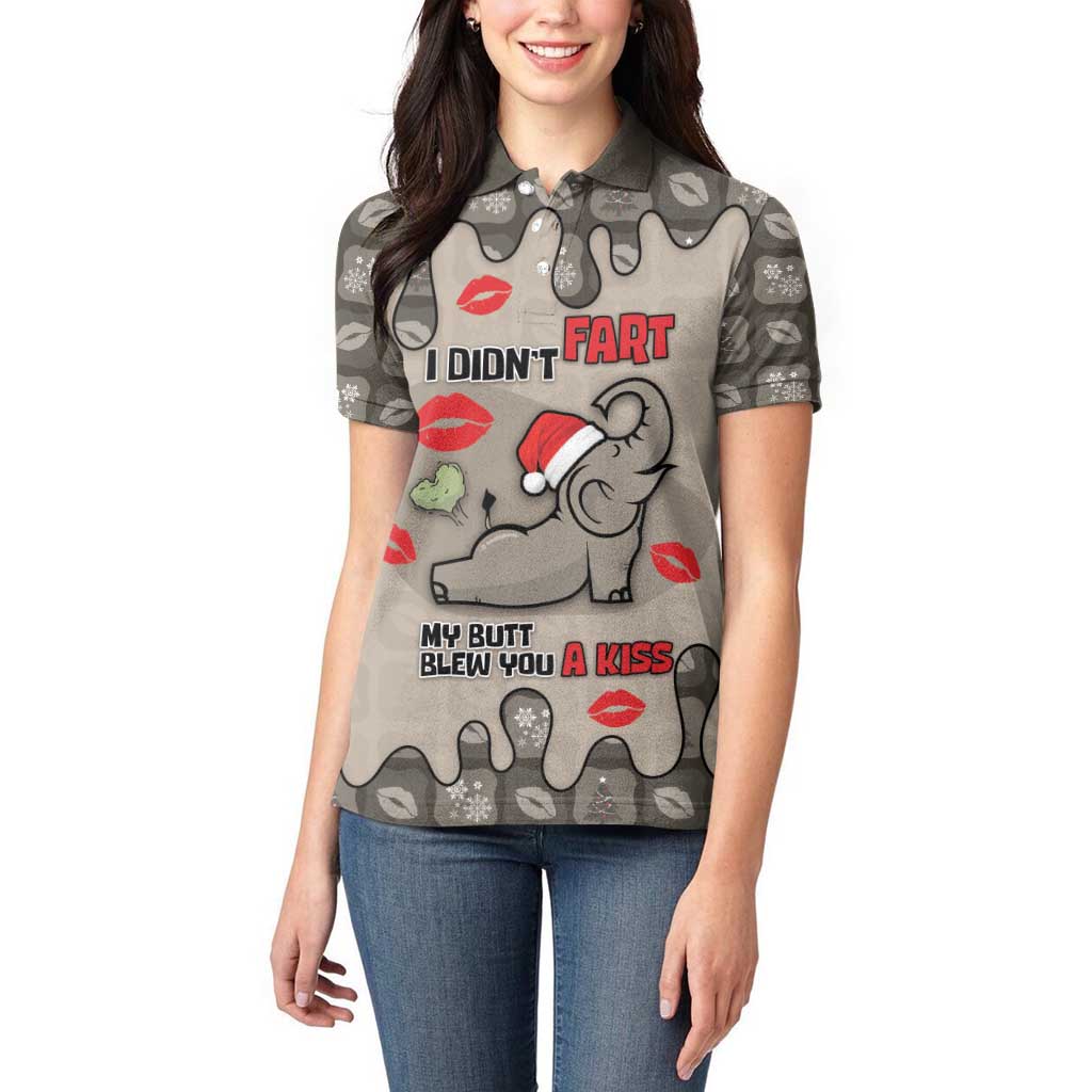 Elephant Christmas Women Polo Shirt I Did Not Fart My Butt Blew You A Kiss - Wonder Print Shop
