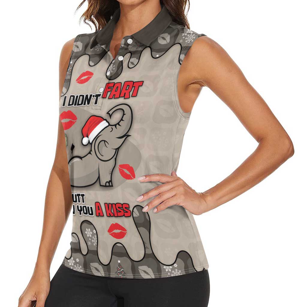 Elephant Christmas Women Sleeveless Polo Shirt I Did Not Fart My Butt Blew You A Kiss - Wonder Print Shop