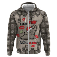 Elephant Christmas Zip Hoodie I Did Not Fart My Butt Blew You A Kiss - Wonder Print Shop