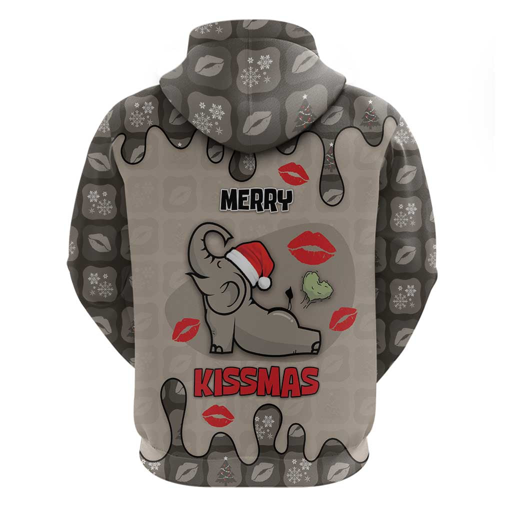 Elephant Christmas Zip Hoodie I Did Not Fart My Butt Blew You A Kiss - Wonder Print Shop