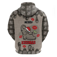 Elephant Christmas Zip Hoodie I Did Not Fart My Butt Blew You A Kiss - Wonder Print Shop