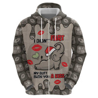 Elephant Christmas Zip Hoodie I Did Not Fart My Butt Blew You A Kiss - Wonder Print Shop