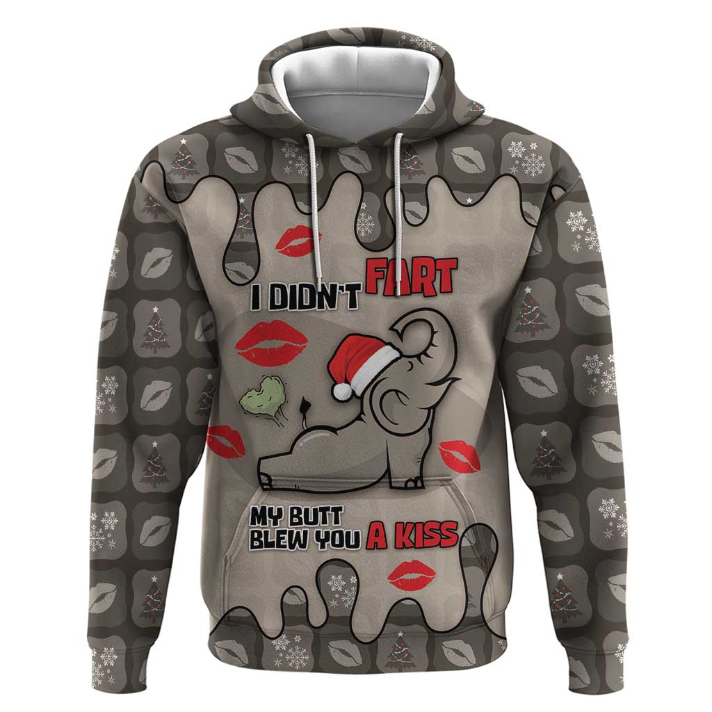 Elephant Christmas Zip Hoodie I Did Not Fart My Butt Blew You A Kiss - Wonder Print Shop