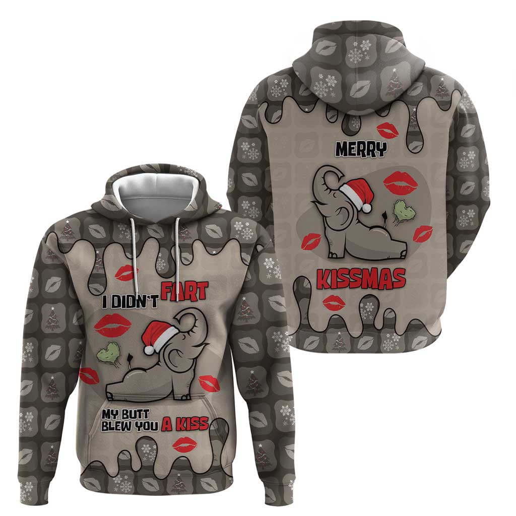 Elephant Christmas Zip Hoodie I Did Not Fart My Butt Blew You A Kiss - Wonder Print Shop