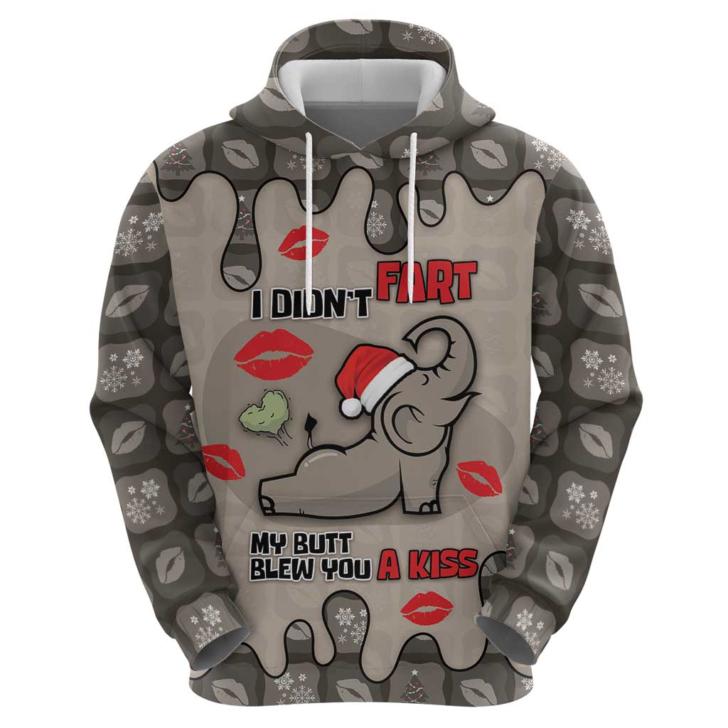 Elephant Christmas Zip Hoodie I Did Not Fart My Butt Blew You A Kiss - Wonder Print Shop
