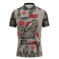 Elephant Christmas Zipper Polo Shirt I Did Not Fart My Butt Blew You A Kiss - Wonder Print Shop