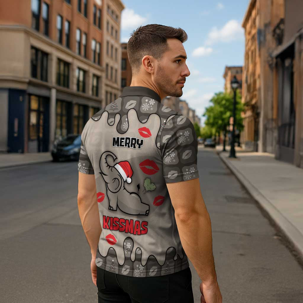 Elephant Christmas Zipper Polo Shirt I Did Not Fart My Butt Blew You A Kiss - Wonder Print Shop