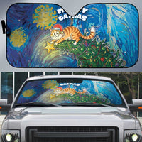Merry Catmas Auto Sun Shade Cat Hanging On Xmas Tree - Wonder Print Shop