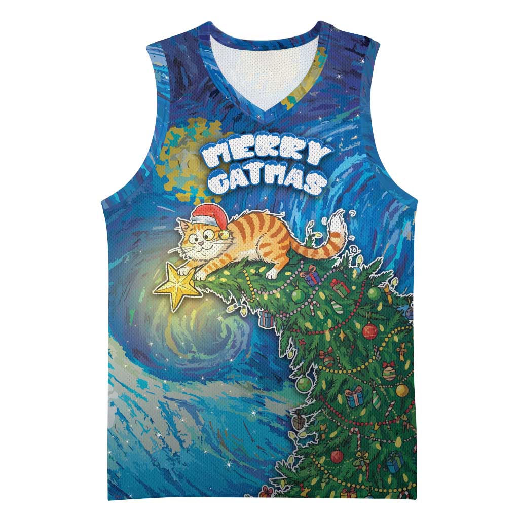 Merry Catmas Basketball Jersey Cat Hanging On Xmas Tree - Wonder Print Shop