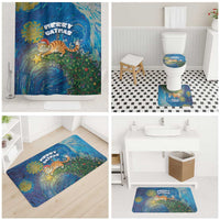 Merry Catmas Bathroom Set Cat Hanging On Xmas Tree - Wonder Print Shop