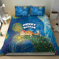 Merry Catmas Bedding Set Cat Hanging On Xmas Tree - Wonder Print Shop