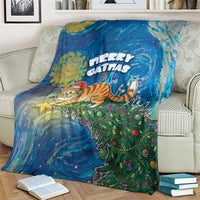 Merry Catmas Blanket Cat Hanging On Xmas Tree - Wonder Print Shop