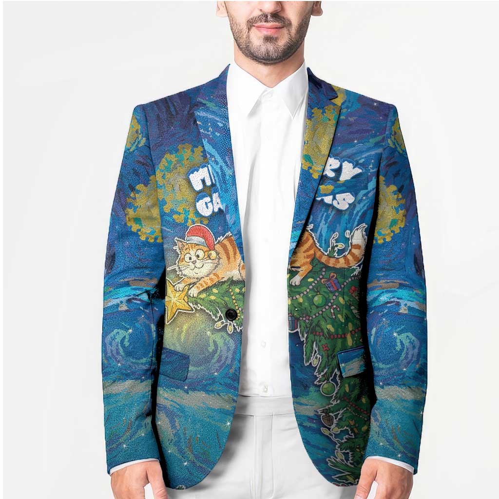 Merry Catmas Blazer Cat Hanging On Xmas Tree - Wonder Print Shop