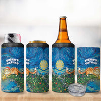 Merry Catmas 4 in 1 Can Cooler Tumbler Cat Hanging On Xmas Tree - Wonder Print Shop